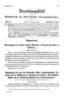 Verordnungsblatt für den Dienstbereich des K.K. Finanzministeriums für die im Reichsrate Vertretenen Königreiche und Länder