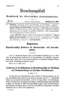 Verordnungsblatt für den Dienstbereich des K.K. Finanzministeriums für die im Reichsrate Vertretenen Königreiche und Länder