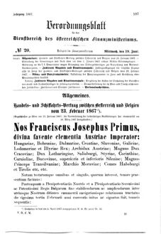 Verordnungsblatt für den Dienstbereich des K.K. Finanzministeriums für die im Reichsrate Vertretenen Königreiche und Länder 18670619 Seite: 1