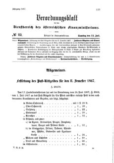 Verordnungsblatt für den Dienstbereich des K.K. Finanzministeriums für die im Reichsrate Vertretenen Königreiche und Länder 18670713 Seite: 1