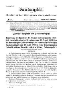 Verordnungsblatt für den Dienstbereich des K.K. Finanzministeriums für die im Reichsrate Vertretenen Königreiche und Länder