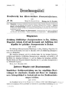 Verordnungsblatt für den Dienstbereich des K.K. Finanzministeriums für die im Reichsrate Vertretenen Königreiche und Länder 18671216 Seite: 1