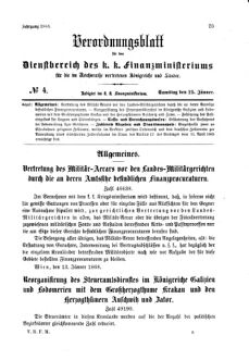 Verordnungsblatt für den Dienstbereich des K.K. Finanzministeriums für die im Reichsrate Vertretenen Königreiche und Länder