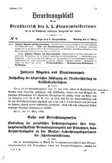 Verordnungsblatt für den Dienstbereich des K.K. Finanzministeriums für die im Reichsrate Vertretenen Königreiche und Länder