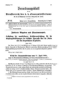 Verordnungsblatt für den Dienstbereich des K.K. Finanzministeriums für die im Reichsrate Vertretenen Königreiche und Länder