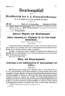 Verordnungsblatt für den Dienstbereich des K.K. Finanzministeriums für die im Reichsrate Vertretenen Königreiche und Länder