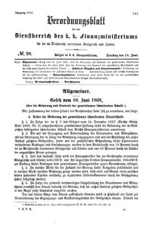 Verordnungsblatt für den Dienstbereich des K.K. Finanzministeriums für die im Reichsrate Vertretenen Königreiche und Länder