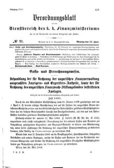 Verordnungsblatt für den Dienstbereich des K.K. Finanzministeriums für die im Reichsrate Vertretenen Königreiche und Länder 18680622 Seite: 1