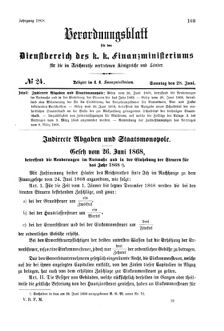 Verordnungsblatt für den Dienstbereich des K.K. Finanzministeriums für die im Reichsrate Vertretenen Königreiche und Länder 18680628 Seite: 1