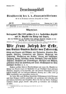 Verordnungsblatt für den Dienstbereich des K.K. Finanzministeriums für die im Reichsrate Vertretenen Königreiche und Länder 18680705 Seite: 1