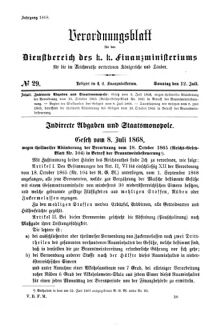 Verordnungsblatt für den Dienstbereich des K.K. Finanzministeriums für die im Reichsrate Vertretenen Königreiche und Länder 18680712 Seite: 1