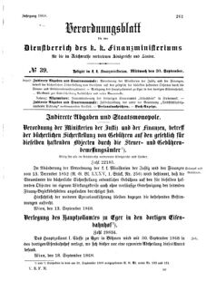 Verordnungsblatt für den Dienstbereich des K.K. Finanzministeriums für die im Reichsrate Vertretenen Königreiche und Länder 18680930 Seite: 1