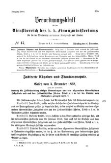 Verordnungsblatt für den Dienstbereich des K.K. Finanzministeriums für die im Reichsrate Vertretenen Königreiche und Länder 18681208 Seite: 1