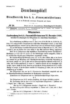 Verordnungsblatt für den Dienstbereich des K.K. Finanzministeriums für die im Reichsrate Vertretenen Königreiche und Länder 18681231 Seite: 1