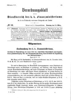 Verordnungsblatt für den Dienstbereich des K.K. Finanzministeriums für die im Reichsrate Vertretenen Königreiche und Länder