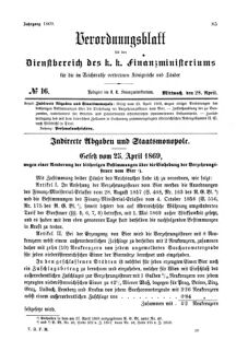 Verordnungsblatt für den Dienstbereich des K.K. Finanzministeriums für die im Reichsrate Vertretenen Königreiche und Länder