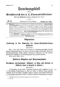 Verordnungsblatt für den Dienstbereich des K.K. Finanzministeriums für die im Reichsrate Vertretenen Königreiche und Länder