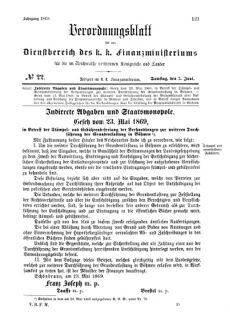 Verordnungsblatt für den Dienstbereich des K.K. Finanzministeriums für die im Reichsrate Vertretenen Königreiche und Länder 18690605 Seite: 1