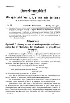 Verordnungsblatt für den Dienstbereich des K.K. Finanzministeriums für die im Reichsrate Vertretenen Königreiche und Länder 18690608 Seite: 1