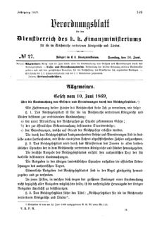 Verordnungsblatt für den Dienstbereich des K.K. Finanzministeriums für die im Reichsrate Vertretenen Königreiche und Länder 18690626 Seite: 13