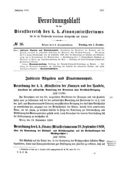 Verordnungsblatt für den Dienstbereich des K.K. Finanzministeriums für die im Reichsrate Vertretenen Königreiche und Länder 18691005 Seite: 1