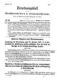 Verordnungsblatt für den Dienstbereich des K.K. Finanzministeriums für die im Reichsrate Vertretenen Königreiche und Länder 18691106 Seite: 1