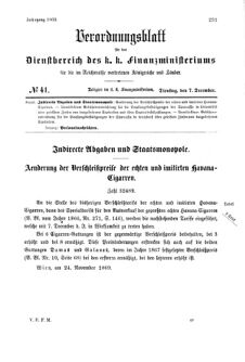 Verordnungsblatt für den Dienstbereich des K.K. Finanzministeriums für die im Reichsrate Vertretenen Königreiche und Länder 18691207 Seite: 1