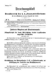 Verordnungsblatt für den Dienstbereich des K.K. Finanzministeriums für die im Reichsrate Vertretenen Königreiche und Länder