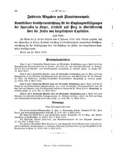 Verordnungsblatt für den Dienstbereich des K.K. Finanzministeriums für die im Reichsrate Vertretenen Königreiche und Länder 18700419 Seite: 22