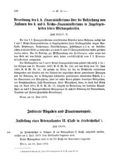 Verordnungsblatt für den Dienstbereich des K.K. Finanzministeriums für die im Reichsrate Vertretenen Königreiche und Länder 18700627 Seite: 2