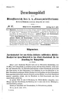 Verordnungsblatt für den Dienstbereich des K.K. Finanzministeriums für die im Reichsrate Vertretenen Königreiche und Länder