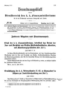 Verordnungsblatt für den Dienstbereich des K.K. Finanzministeriums für die im Reichsrate Vertretenen Königreiche und Länder