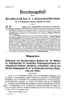 Verordnungsblatt für den Dienstbereich des K.K. Finanzministeriums für die im Reichsrate Vertretenen Königreiche und Länder