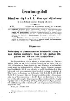 Verordnungsblatt für den Dienstbereich des K.K. Finanzministeriums für die im Reichsrate Vertretenen Königreiche und Länder 18701022 Seite: 1