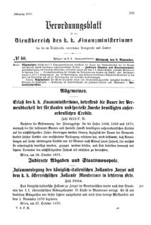 Verordnungsblatt für den Dienstbereich des K.K. Finanzministeriums für die im Reichsrate Vertretenen Königreiche und Länder