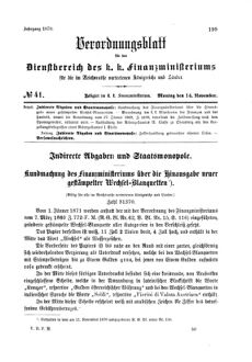 Verordnungsblatt für den Dienstbereich des K.K. Finanzministeriums für die im Reichsrate Vertretenen Königreiche und Länder