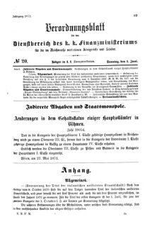 Verordnungsblatt für den Dienstbereich des K.K. Finanzministeriums für die im Reichsrate Vertretenen Königreiche und Länder 18710604 Seite: 1