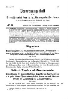 Verordnungsblatt für den Dienstbereich des K.K. Finanzministeriums für die im Reichsrate Vertretenen Königreiche und Länder