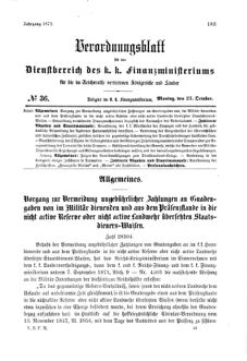 Verordnungsblatt für den Dienstbereich des K.K. Finanzministeriums für die im Reichsrate Vertretenen Königreiche und Länder 18711023 Seite: 1