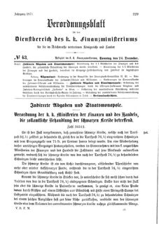 Verordnungsblatt für den Dienstbereich des K.K. Finanzministeriums für die im Reichsrate Vertretenen Königreiche und Länder 18711224 Seite: 1