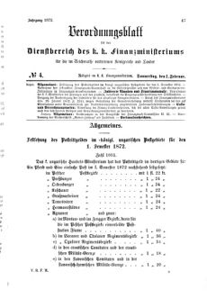 Verordnungsblatt für den Dienstbereich des K.K. Finanzministeriums für die im Reichsrate Vertretenen Königreiche und Länder 18720201 Seite: 1