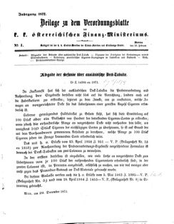 Verordnungsblatt für den Dienstbereich des K.K. Finanzministeriums für die im Reichsrate Vertretenen Königreiche und Länder 18720219 Seite: 1