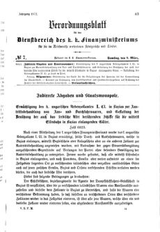 Verordnungsblatt für den Dienstbereich des K.K. Finanzministeriums für die im Reichsrate Vertretenen Königreiche und Länder 18720309 Seite: 1