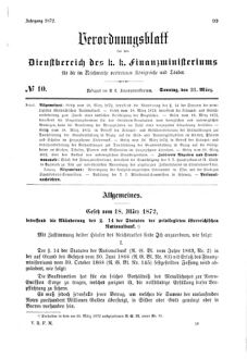 Verordnungsblatt für den Dienstbereich des K.K. Finanzministeriums für die im Reichsrate Vertretenen Königreiche und Länder