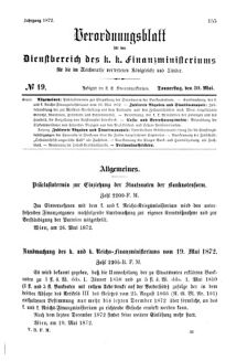 Verordnungsblatt für den Dienstbereich des K.K. Finanzministeriums für die im Reichsrate Vertretenen Königreiche und Länder 18720530 Seite: 1