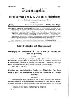 Verordnungsblatt für den Dienstbereich des K.K. Finanzministeriums für die im Reichsrate Vertretenen Königreiche und Länder 18720804 Seite: 1