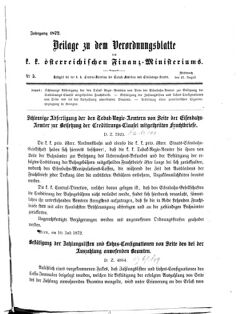 Verordnungsblatt für den Dienstbereich des K.K. Finanzministeriums für die im Reichsrate Vertretenen Königreiche und Länder 18720821 Seite: 1