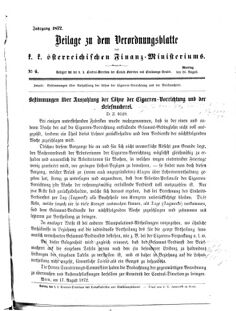 Verordnungsblatt für den Dienstbereich des K.K. Finanzministeriums für die im Reichsrate Vertretenen Königreiche und Länder 18720826 Seite: 1