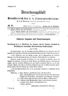 Verordnungsblatt für den Dienstbereich des K.K. Finanzministeriums für die im Reichsrate Vertretenen Königreiche und Länder 18721129 Seite: 1