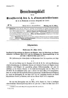 Verordnungsblatt für den Dienstbereich des K.K. Finanzministeriums für die im Reichsrate Vertretenen Königreiche und Länder